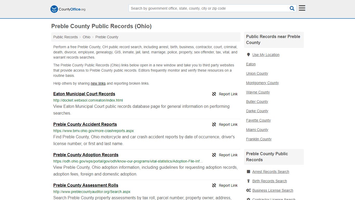 Preble County Public Records (Ohio) - County Office