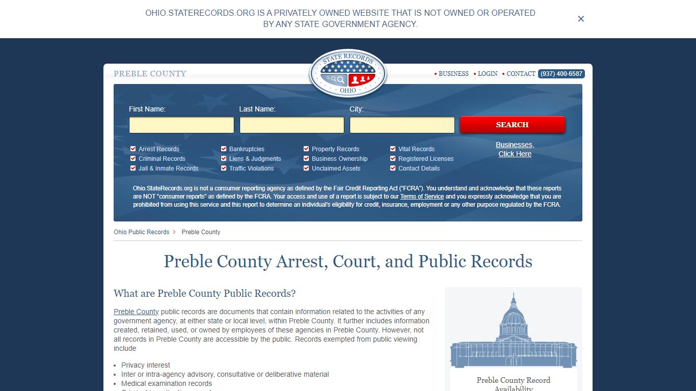 Preble County Arrest, Court, and Public Records